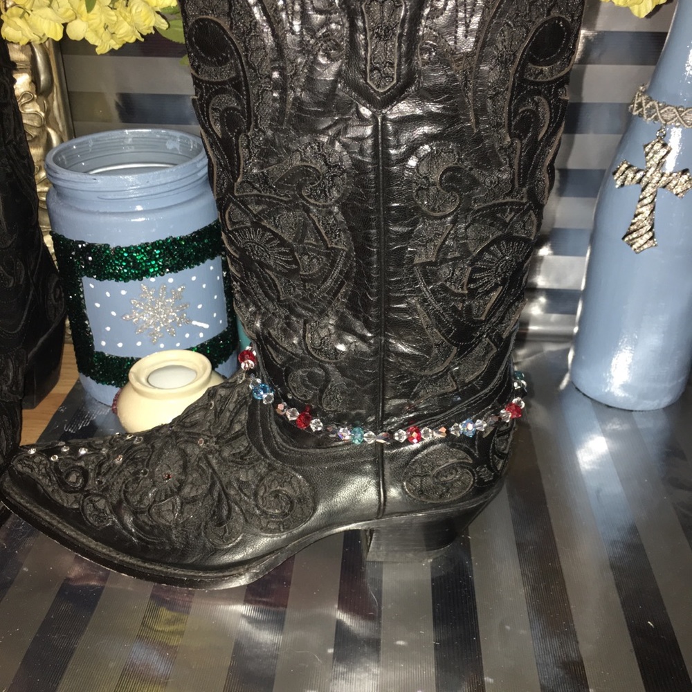 🆕Red & blue Swarovski crystal boot bling New